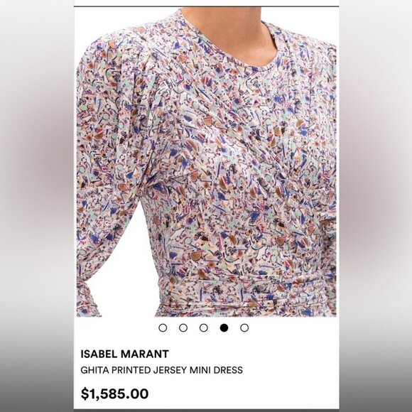 Isabel Marant NWT Ghita Printed Multi drape jersey mini dress puff shoulders 40 - Picture 8 of 16
